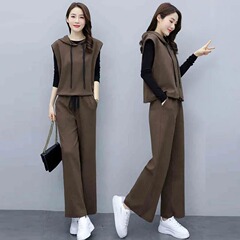 时髦洋气套装女2025秋季新款气质减龄显瘦阔腿裤休闲女装三件套潮