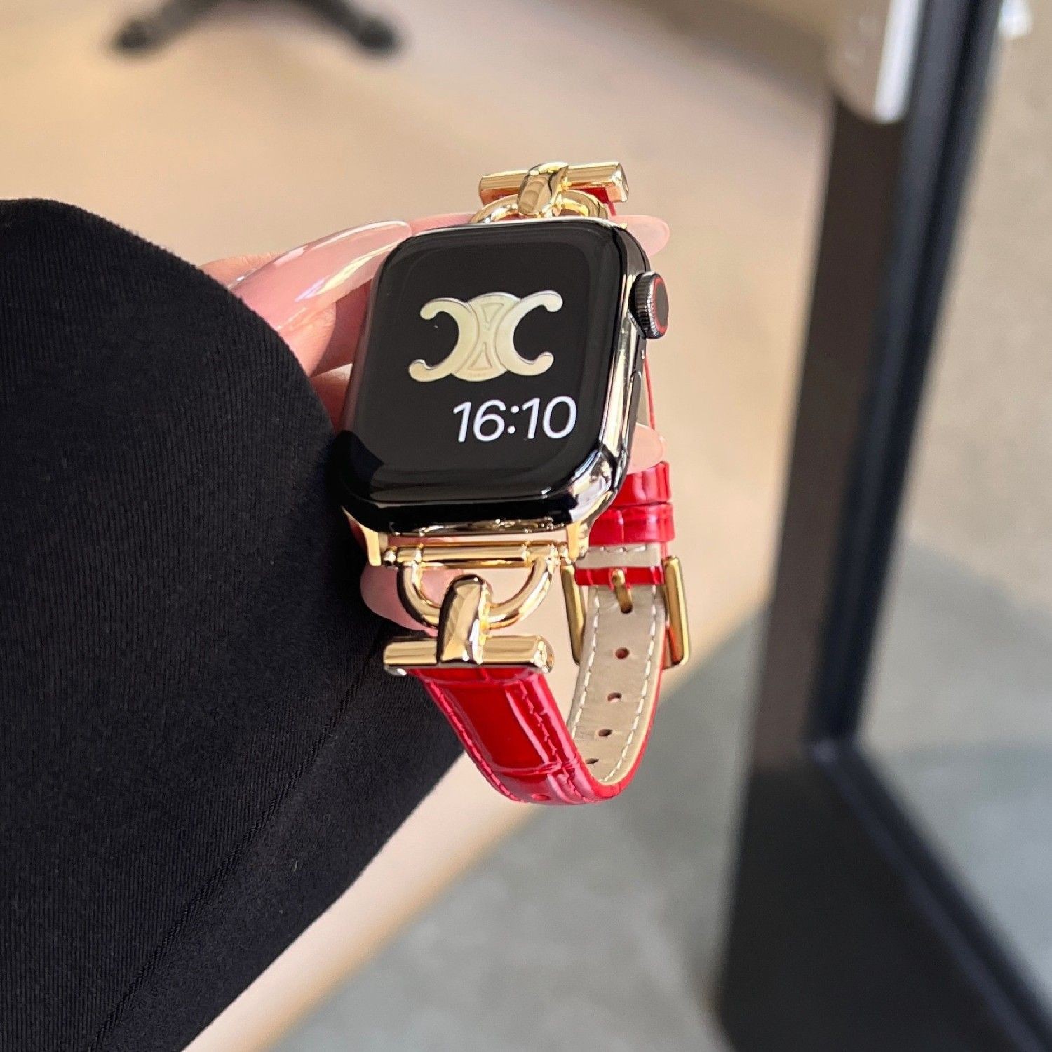 New year texture Chinese red strap for iwatch apple watch strap apple watch9/SE/S8S7s6