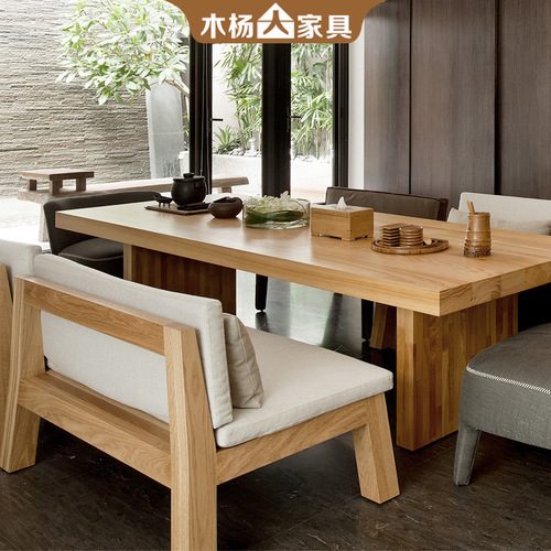 Japanese solid wood tea table set for home living room tea ceremony desk office original wood large plank tea table and chairs