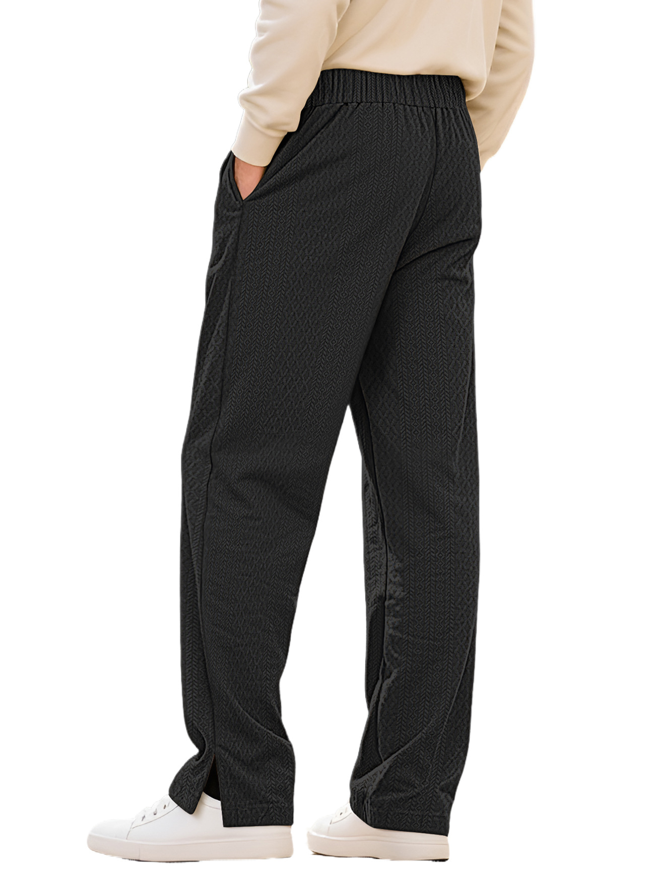Herren Texturierte Jacquard Strickhose Gerade Schnitt Casual_voghion.com