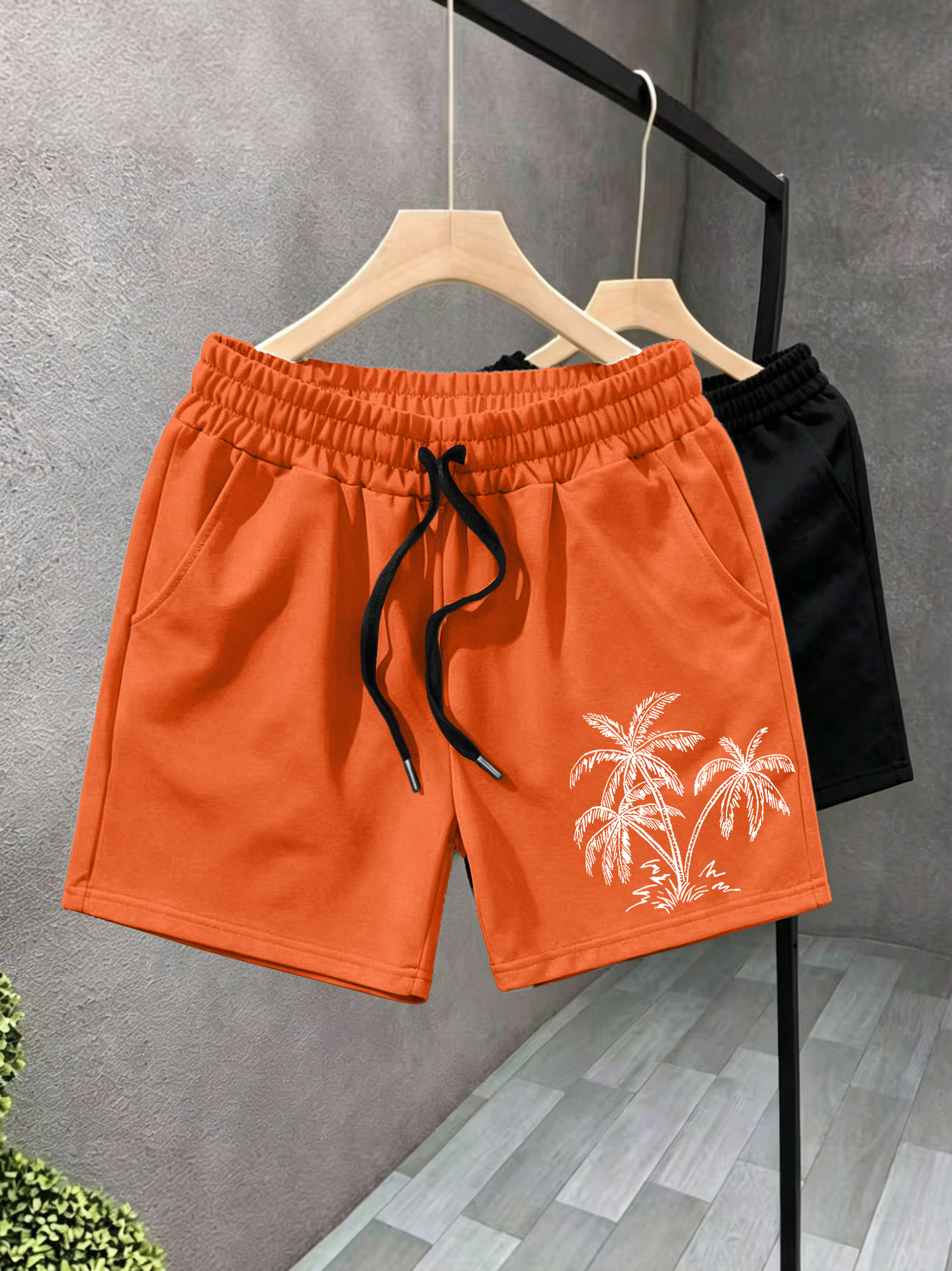 Men's Coconut Tree Print Swim Trunks Quick Drying Beach Shorts_voghion.com