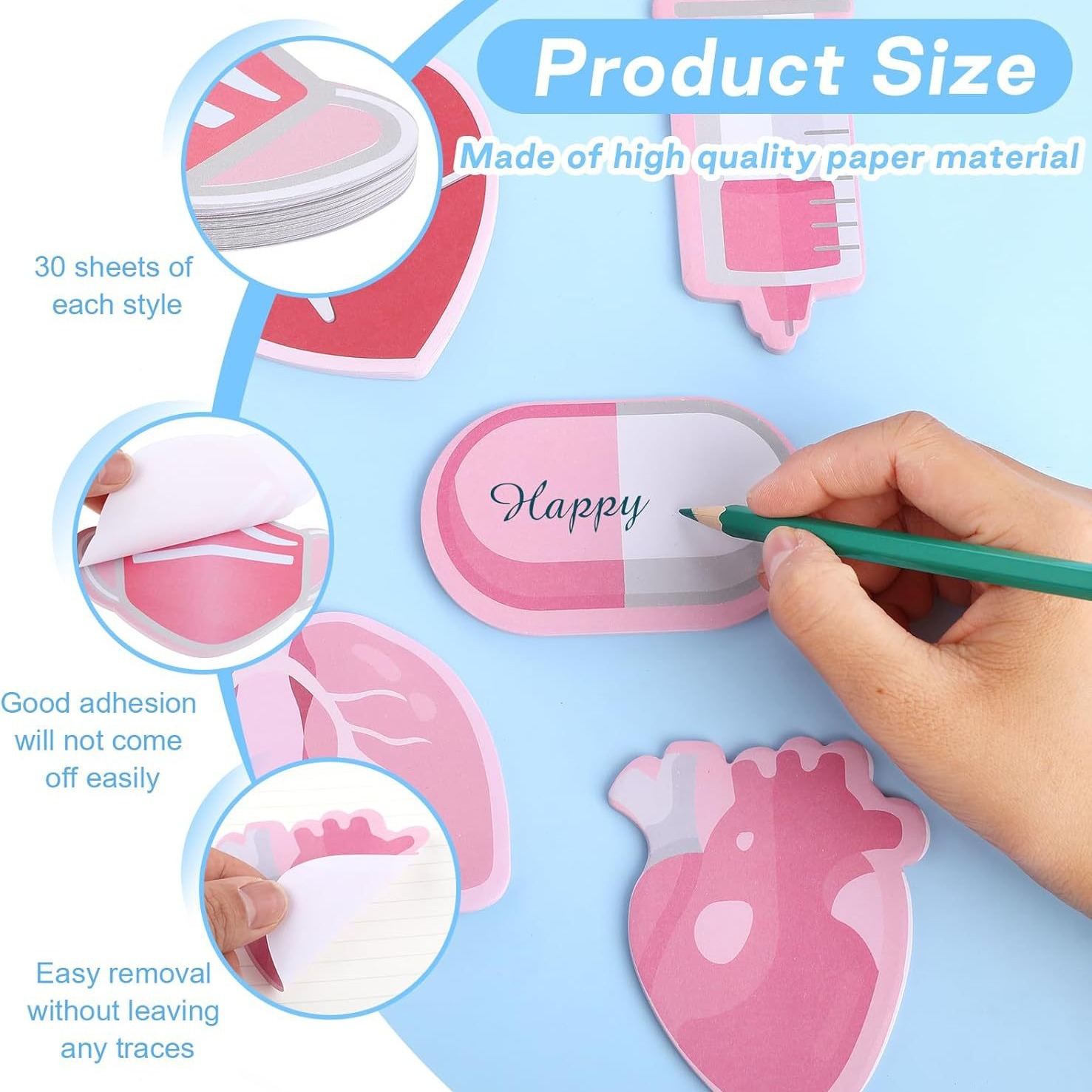 Tema médico transfronterizo nota adhesiva en forma especial n veces color desgarrable cuaderno creativo registro impreso personalizado