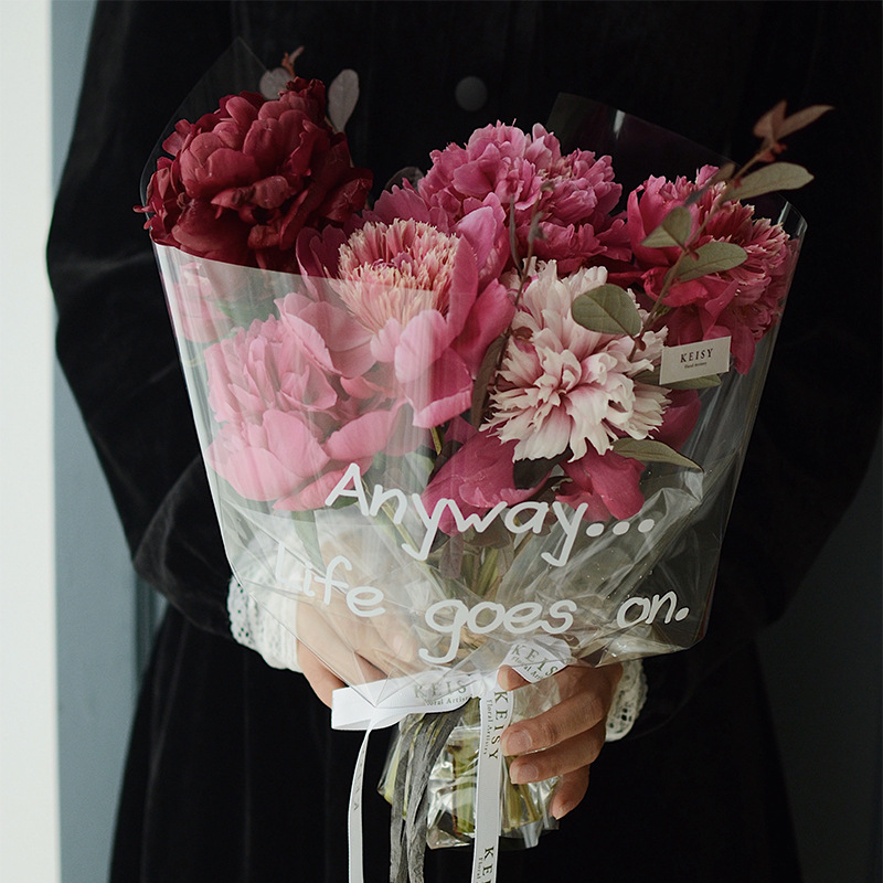 爱系列玻璃纸厂家批发 加厚防水鲜花花束花艺包装纸 花店包花资材