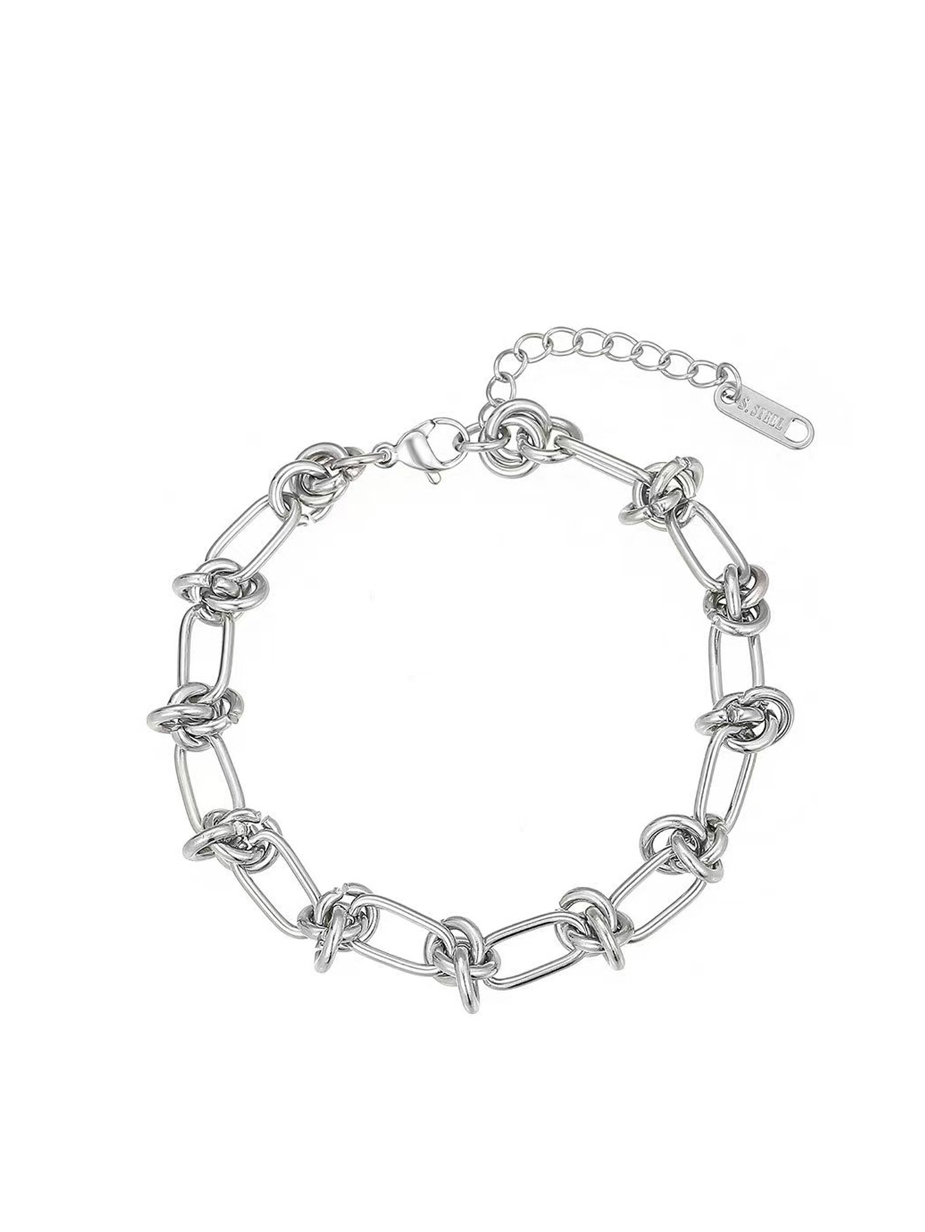 tie a knot hip hop trend titanium steel bracelet no fading thick chain personality neutral couple style ins bracelet_voghion.com