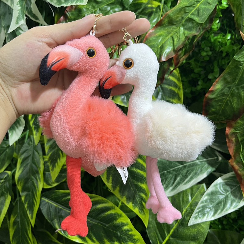 Zoo Simulation Flamingo Plush Toy Crocodile Doll Cross Border White Swan Pendant Keychain Children's Gift