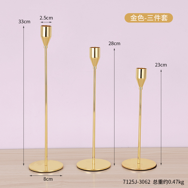 复古欧式铁艺烛台摆件家用餐桌浪漫烛光晚餐道具三头法式蜡烛台座|undefined