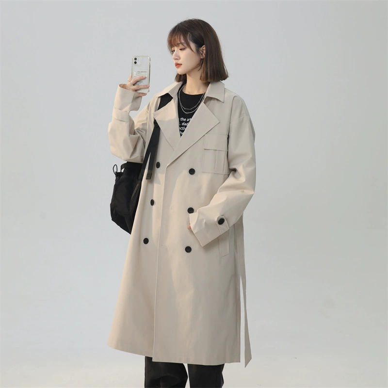 Autumn trench coat, long jacket, Korean style, mid-length