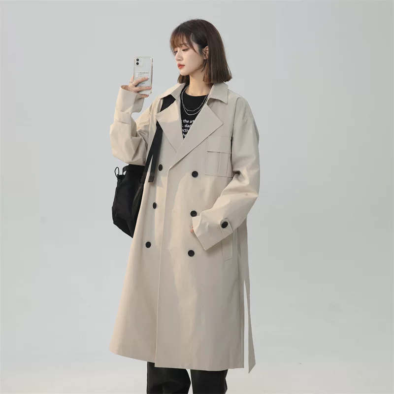 Autumn trench coat, long jacket, Korean style, mid-length
