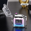 New outdoor waterproof belt lighting arc lighter transparent shell power display charging lighter