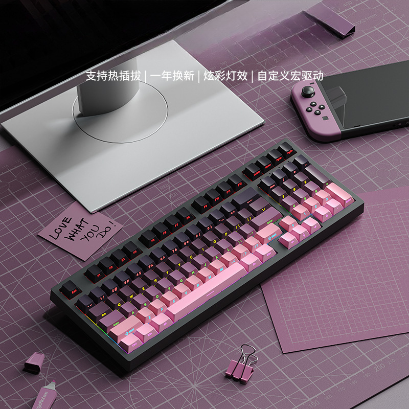 機械のキーボードの98配列のホットプラグの事務の電気競争のゲームのキーボードの混合光の全ボタンは無沖の学生の事務です。|undefined
