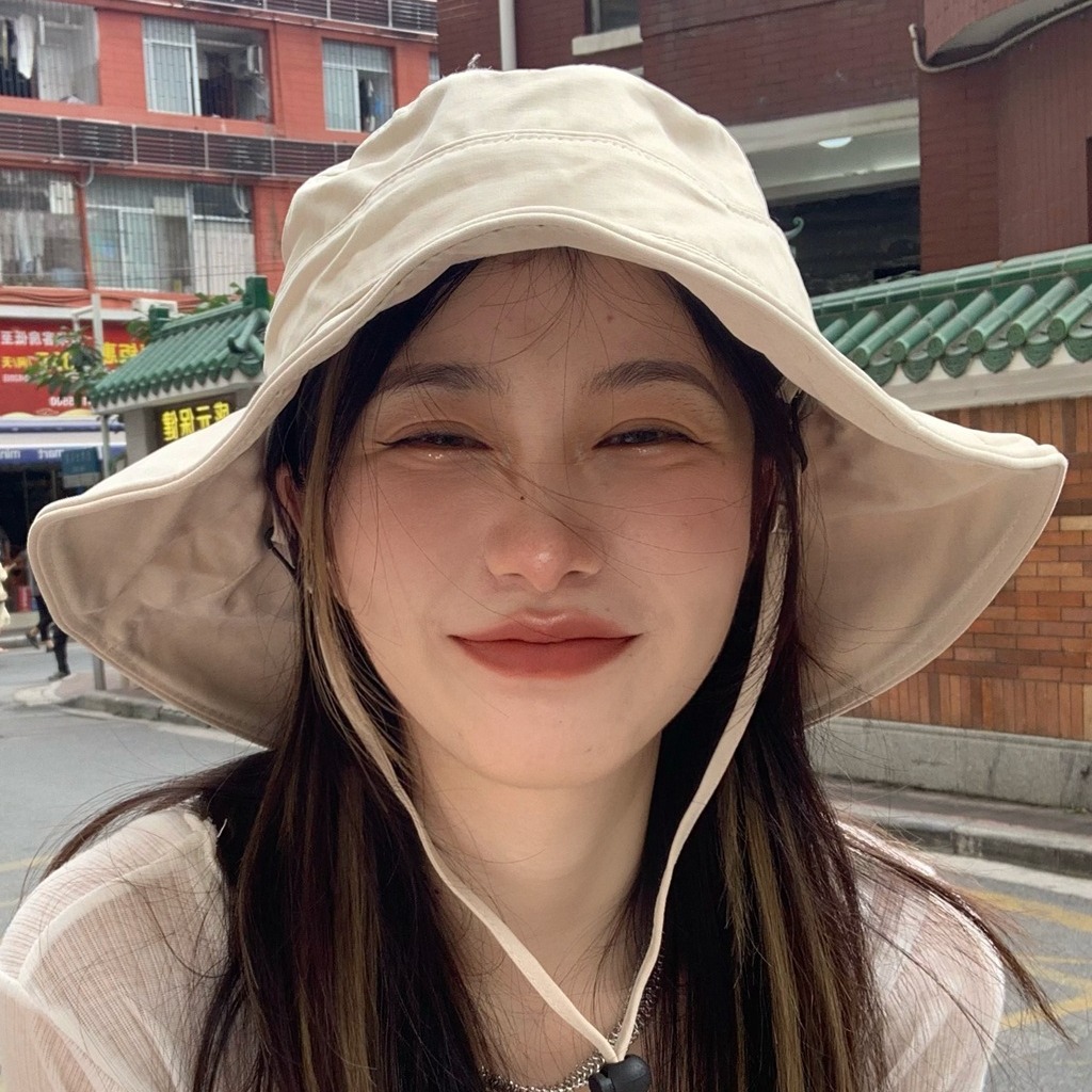 ins大檐帽子日系遮脸渔夫帽女夏季韩版百搭遮阳潮防紫外线防晒帽