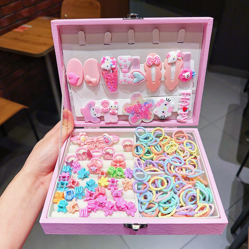 Caja de regalo para niños Jewelry Set linda niña pequeña regalo de cumpleaños princesa cabello cabello cuerda caja de joyería de alta gama