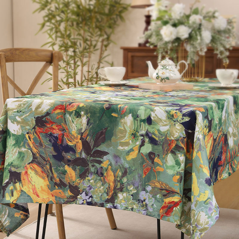 美式复古油画系列桌布 加厚防水防油防尘餐桌布茶几布跨境热销