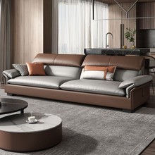 极简真皮沙发头层牛皮现代简约意式风小户型直排客厅皮质组合家具