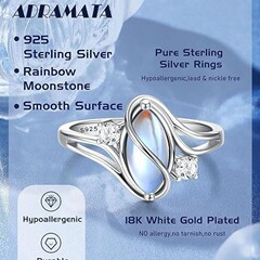 アマゾンの新型アクセサリー欧米ファッション個性楕円月光石にジルコンを入れた女性の幾何学的な指輪