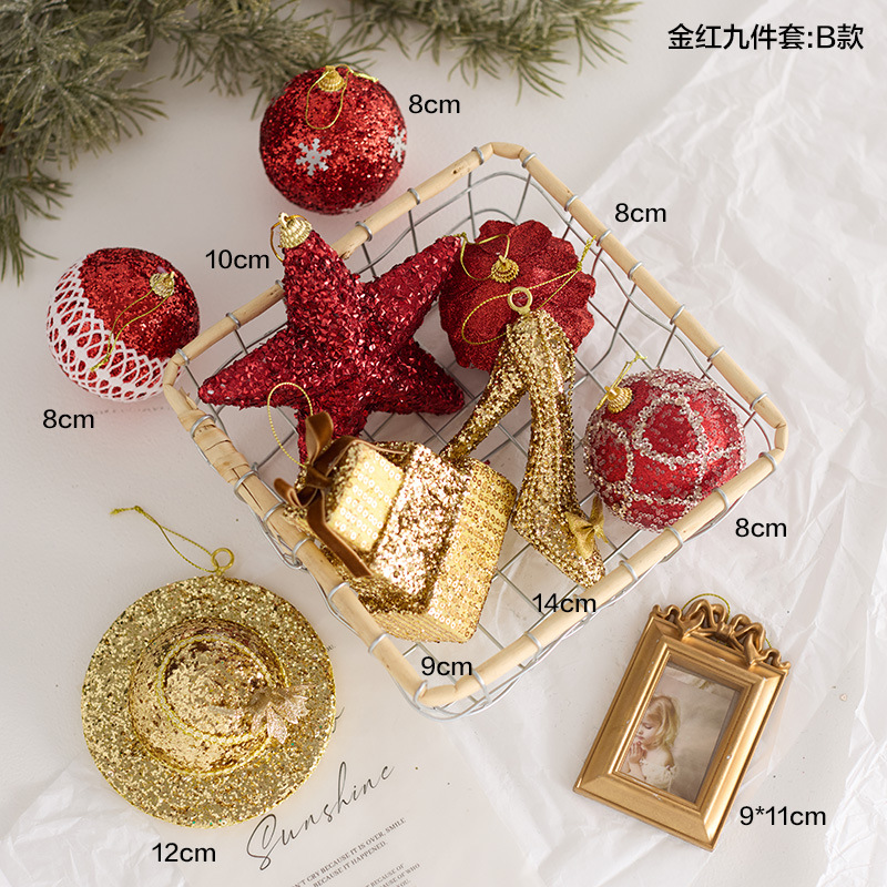 Bola de Navidad de champán, colgante de decoración de árbol de Navidad, bola pintada a mano, decoración de la escena de la ventana, accesorios, decoraciones navideñas