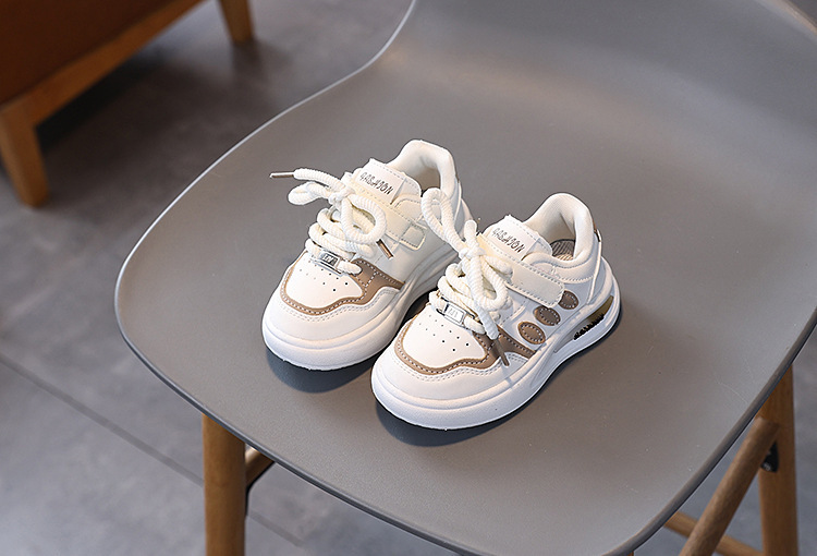 Barnens vita portvinsiga vår- och höstskor, ofta oledade, klockor, anti-läpp-löpskor i läder för pojkar och pojkar._voghion.com