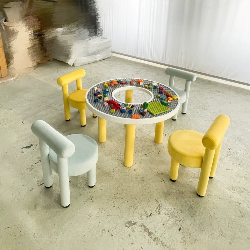Factory Direct Sales Children's Building Block Tables and Chairs Large Particle Toy Table Home Store Game Table Round Shop Building Block Table