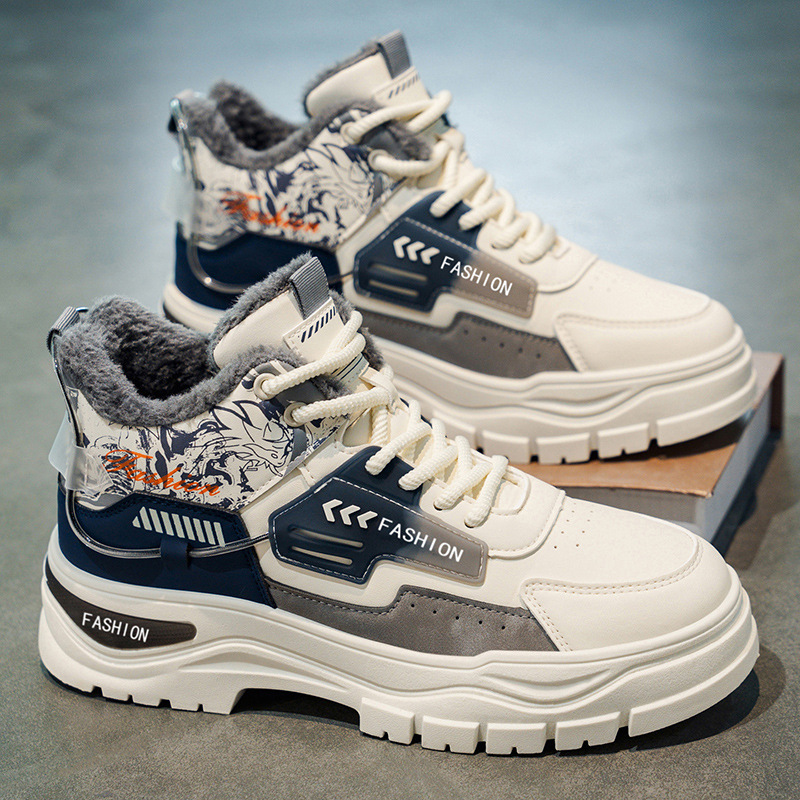 Zapatos de invierno para hombres de alto rendimiento con calentamiento antifrío de algodón, zapatos de cuero para hombres al aire libre antideslizantes impermeables botas de trabajo