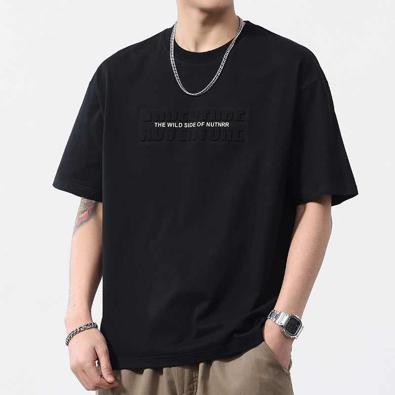 半袖tシャツ男性夏の薄いアメリカのレトロな丸首半袖insトレンドプリントのシャツカジュアルな服|undefined