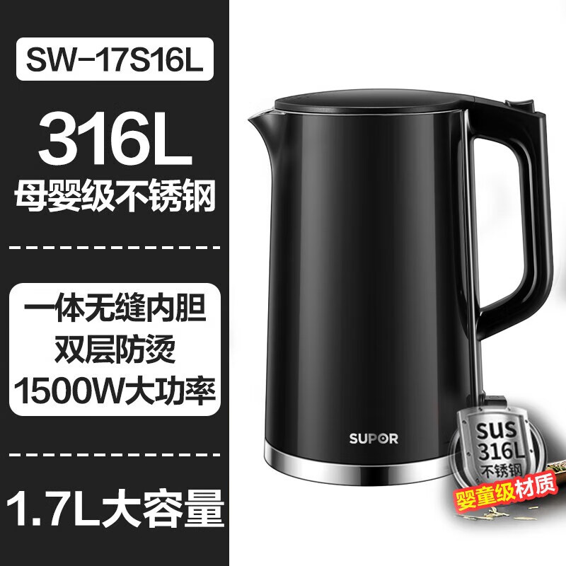 [1.7L/316 스테인리스+블랙] SW-17S16L