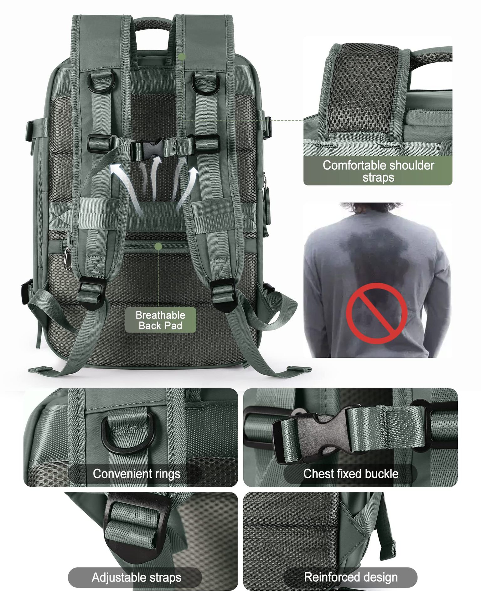 1875g Weight Nylon Lining Material Zipper Closure Type Double Shoulder Straps Strap Type Functional Backpack Bags Type Travel, Daily Occasion Nylon Material Women's Backpack Backpack Solid Color Pattern All Seasons Season Unisex Gender Streetwear Style Square Shape Solid Color Travel Daily Women's Backpack 51