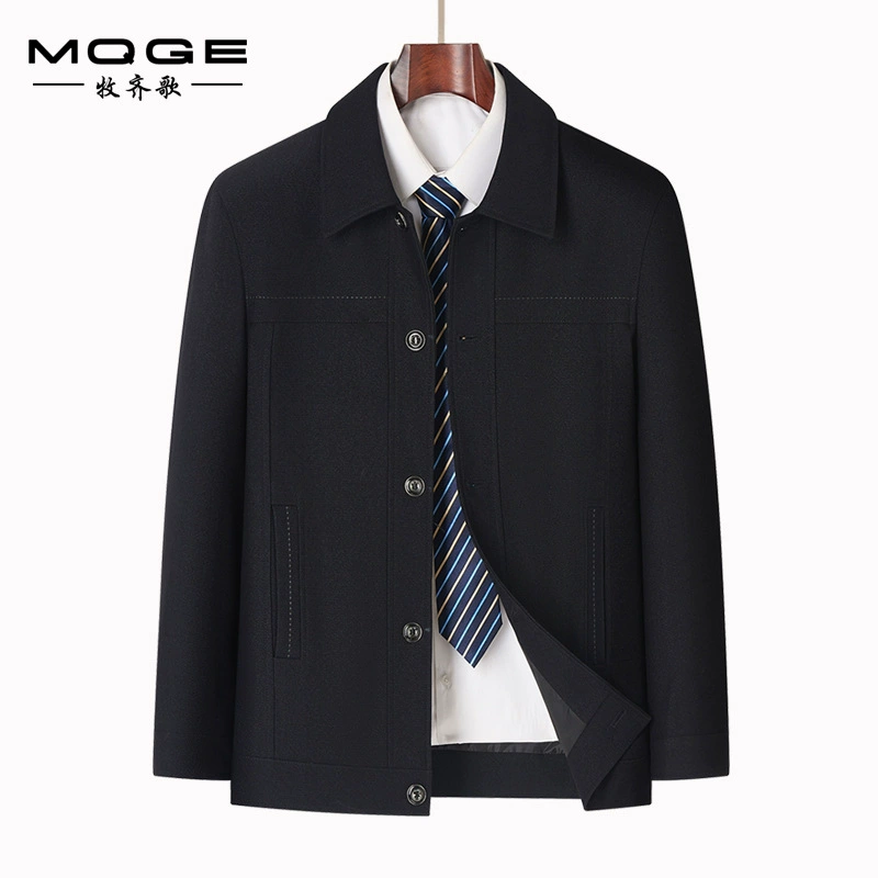 Куртка среднего и пожилого возраста 2024 осень новая куртка с лацканом пуговицы мужская деловая повседневная куртка