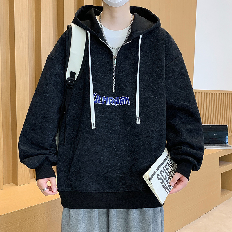 春秋季青少年连帽卫衣男孩初中高中学生潮牌帅气外套大童男装上衣|undefined