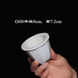 多肉微型手掌紫砂小花盆菖蒲苔藓圆形微盆景盆宜兴紫砂釉水小盆