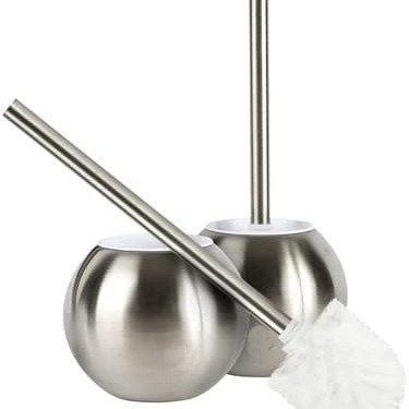 Cepillo de inodoro de acero inoxidable de doble capa transfronterizo, cepillo de limpieza de suelo, cepillo de limpieza de suelo, mango largo del inodoro sin perforación, cepillo de inodoro sin ángulos muertos