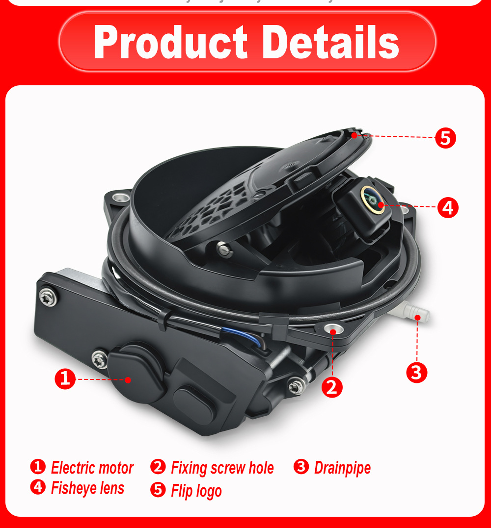 Volkswagen rearview reversing car camera with flip-up display and trajectory display, AHD compatible with Golf 8 MK8 CC T-Roc