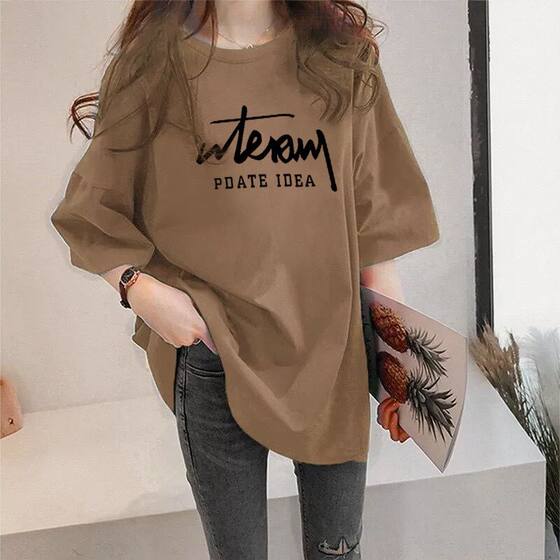Super Fat Plus Size 150.00kg Meat Covering chubby girl Slimming Mid-length Top Women's Loose Summer Simple Short-sleeved Trendy T-shirt