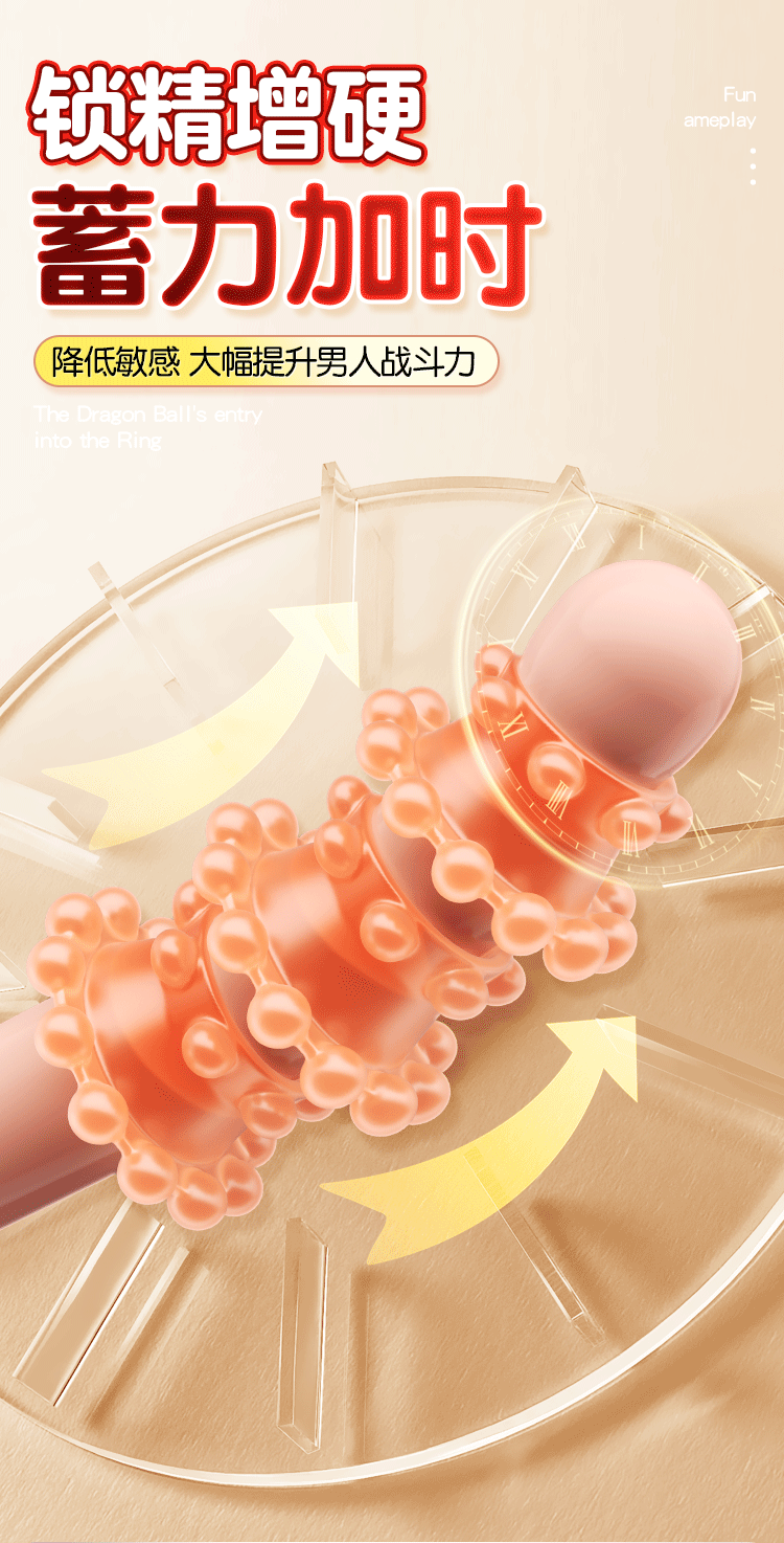 Beaded Penis Ring, TPE Delay Constriction Ring with 18 Beads, Manual Male Adult Toy — detail image 7