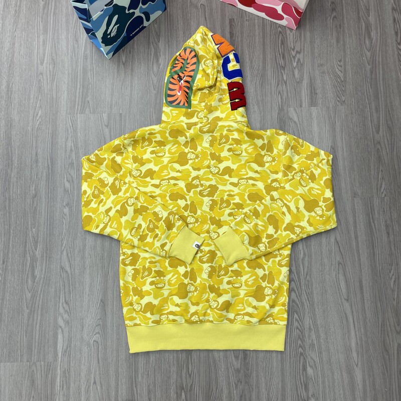 New Monkey Small Embroidery Trendy Brand Bape Shark Head Camouflage Candy Color Hooded Zipper Sweatshirt Casual Hoodie Outer