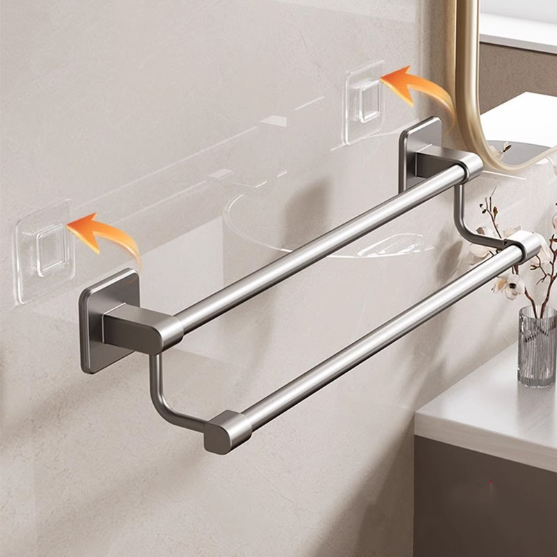 Towel Rack Bathroom No-Drill Single Rod Wall-Mounted Storage Rack Bathroom Toilet Washroom Storage Hanging Rack Towel Rack Bathroom No-Drill Single Rod Wall-Mounted Storage Rack Bathroom Toilet Washroom Storage Hanging Rack