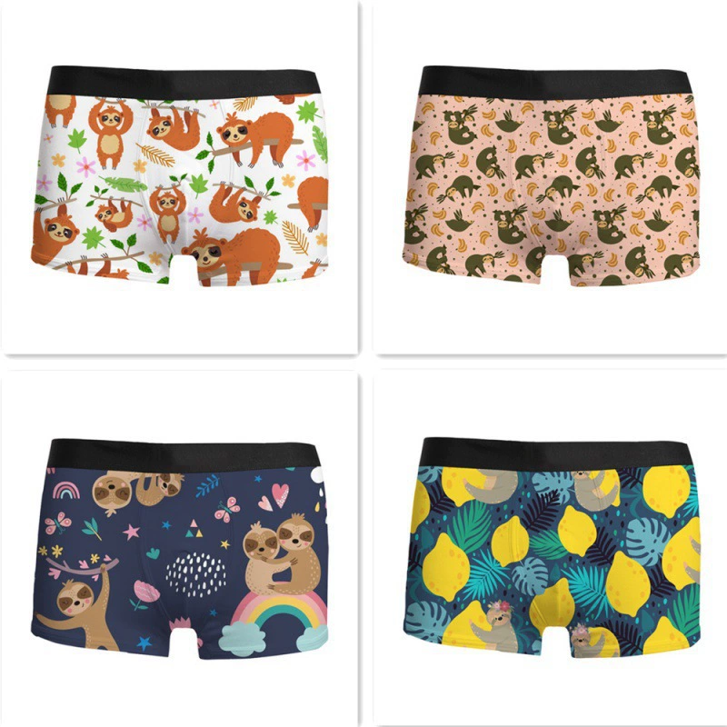 Мужские боксеры с принтом ленивца, дышащие, комфортные, модные, средней посадки, экспорт 2025 года.