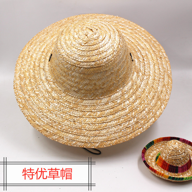 厂家现货特优农民草帽可印字麦秆用草帽特优大沿草帽田园干活遮阳