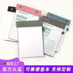 跨境A5便签本带撕裂线纽扣款空白横线本点印笔记本英文每日计划本