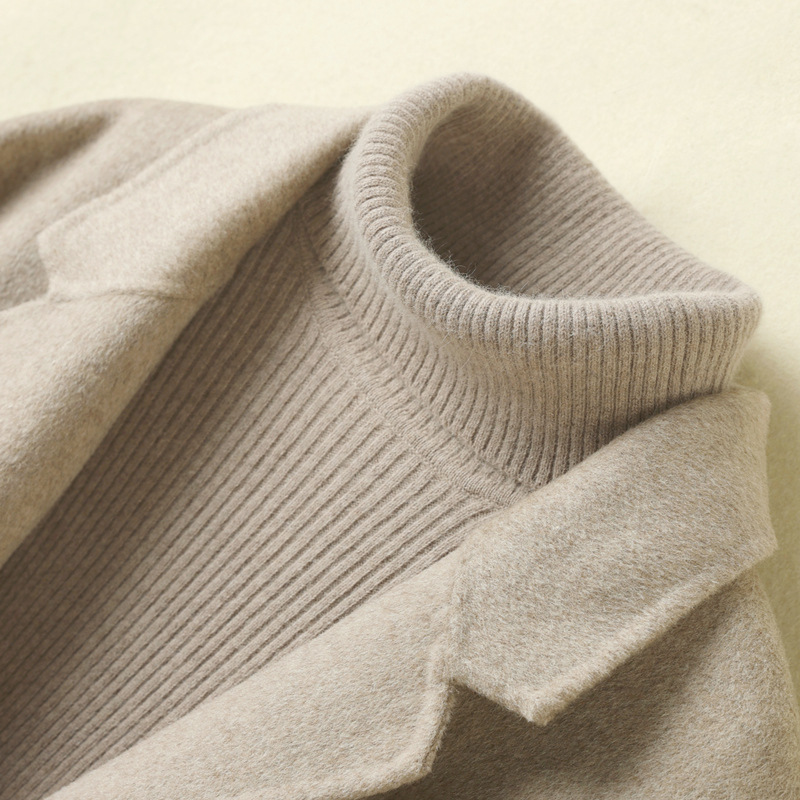 Demi-season fitted woolen knitted sweater