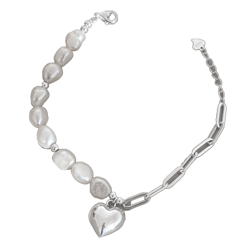 S Yintai Silver Vintage Baroque Pearl Love Bracelet Student Light Luxury High End Feel Handmade Jewelry_voghion.com