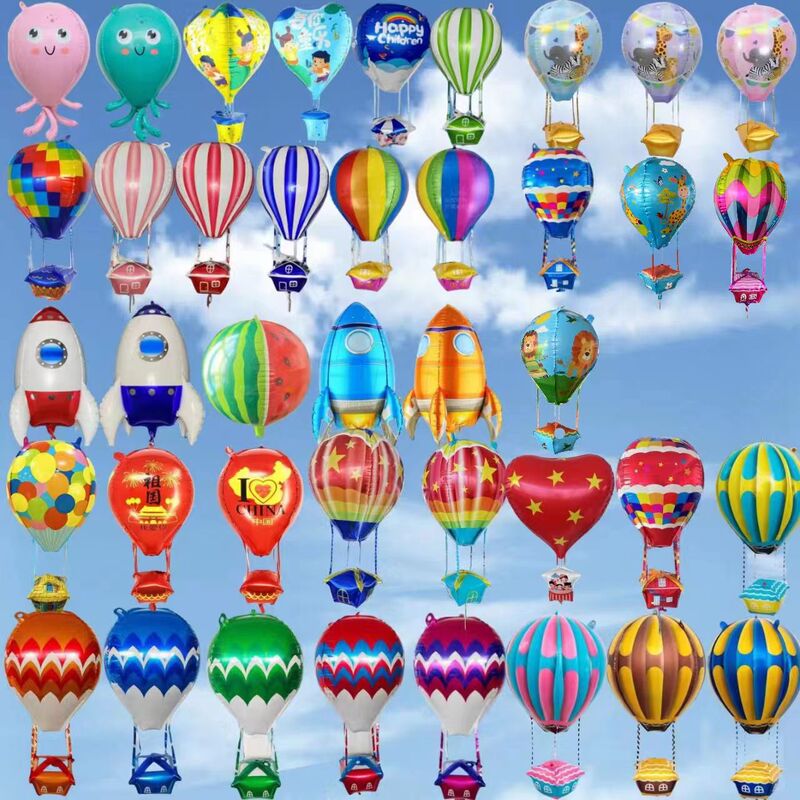 Aluminum Film self-sealing rocket hot air balloon space children's inflatable toy flying doll floating air ball