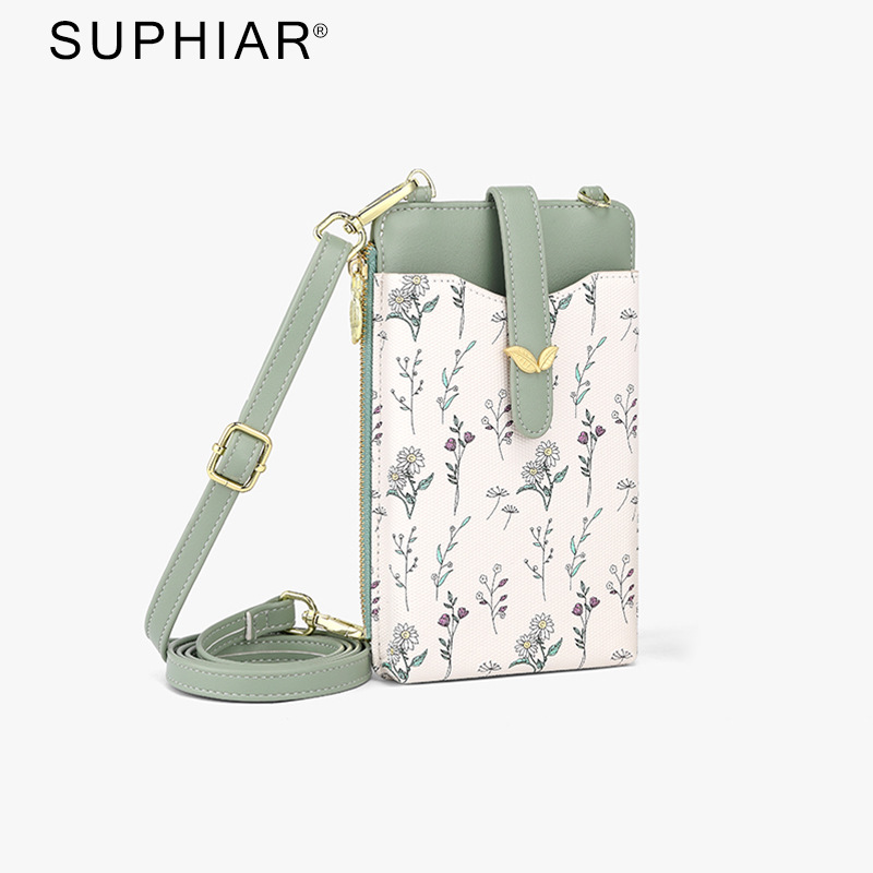 Cartera personalizada de cuero PU del sudeste asiático para mujer, bolso de tarjeta de sentido premium, monedero para mujer, bolso de mensajero de un solo hombro para teléfono móvil