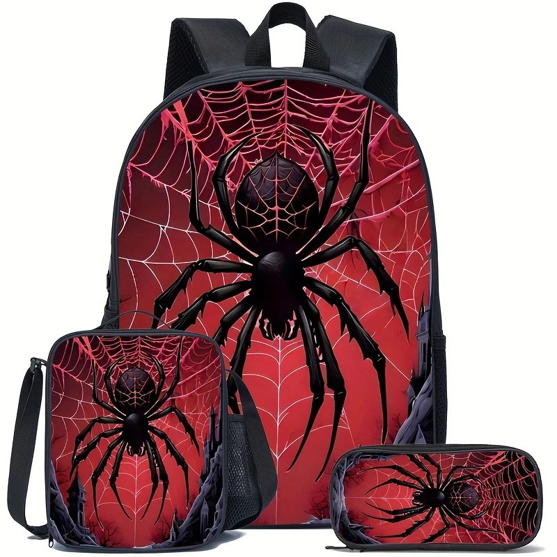 Mochila impresa de venta caliente transfronteriza, mochila escolar para estudiantes de primaria y secundaria, mochila de gran capacidad, bolso, estuche para lápices, juego de tres piezas