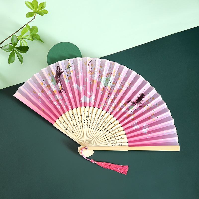 Ventilador plegable de estilo chino de verano estilo antiguo de alta gama Hanfu cheongsam abanico chino abanico de baile plegable para niños abanico de bambú