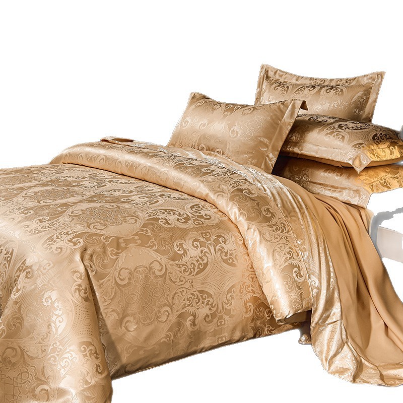 Jacquard satin europeo de alta gama set de cuatro piezas de tela gruesa sábanas de borde de cama de doble comercio exterior hotel residencial