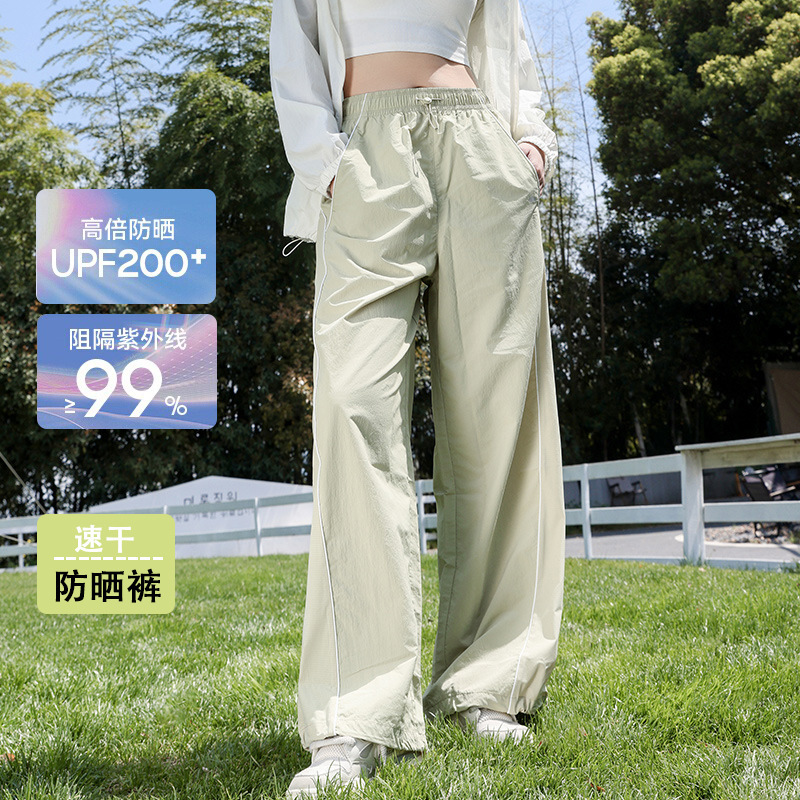 Outdoor Commuting Quick-Drying Pants for Women in Summer, Thin, High-Waisted, Slimming, Lightweight, Breathable, Versatile Sun Protection Wide-Leg Pants