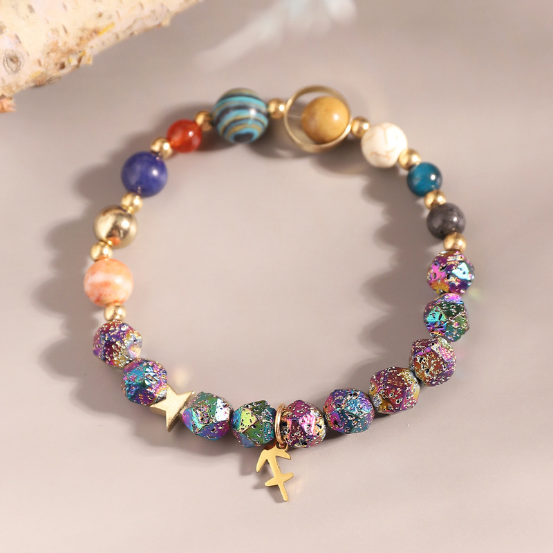 Cross-Border Best-Selling Twelve Constellations Cosmic Galaxy Bracelet, Personalized Elastic Cord, Hand-Beaded Original Design Jewelry Cross-Border Best-Selling Twelve Constellations Cosmic Galaxy Bracelet, Personalized Elastic Cord, Hand-Beaded Original Design Jewelry