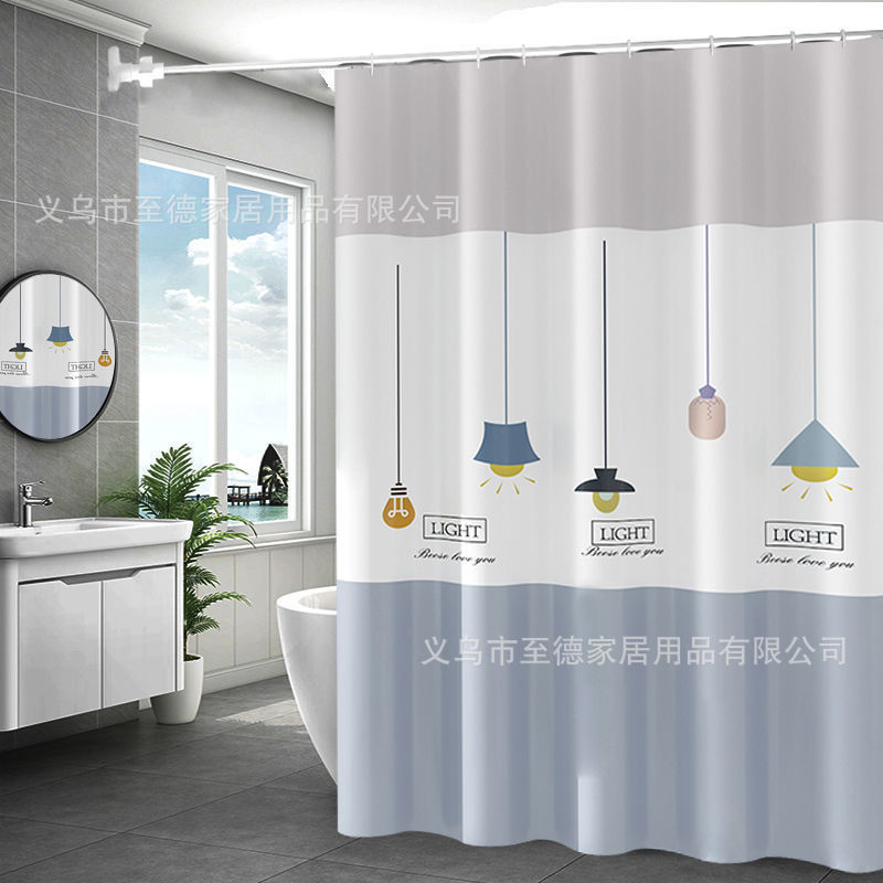 源头直供PEVA浴帘小清新风格10丝挡水不发霉洗澡隔断|undefined