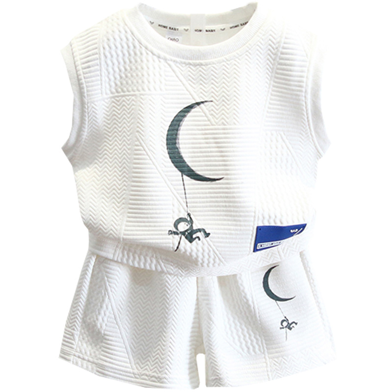 5282 Traje para niños Chaleco sin mangas de verano para niños 2025 Nuevo estilo occidental Vestido de verano para bebés Chaleco de niño fresco y guapo