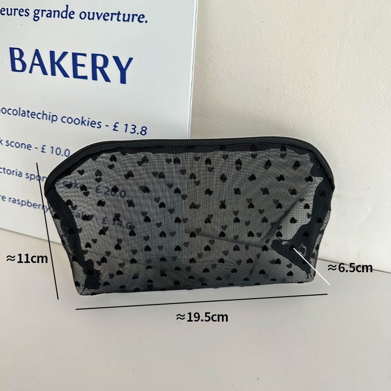 Bolsa de cosméticos de malla de amor simple japonesa bolsa de lápiz labial de cojín de aire de tamaño pequeño Portátil Bolsa de almacenamiento de artículos diversos multiusos